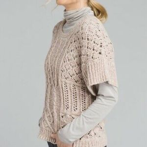 prAna Patchwork Knit Sweater Pullover Khaki Rose